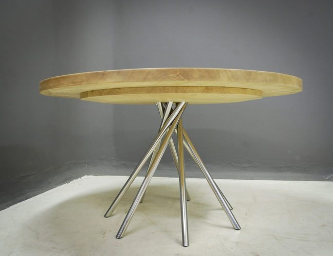 Custom Round Dining Table with Steel Base