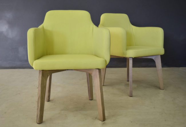 Custom Upholstered Armchair in Comsel Ash